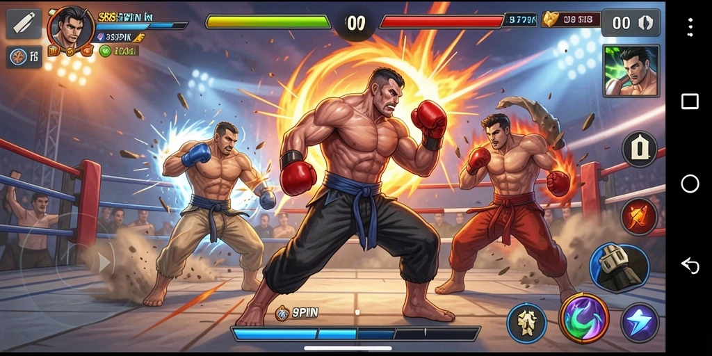 Tampilan seru pertarungan dalam game 98SPIN yang menegangkan.