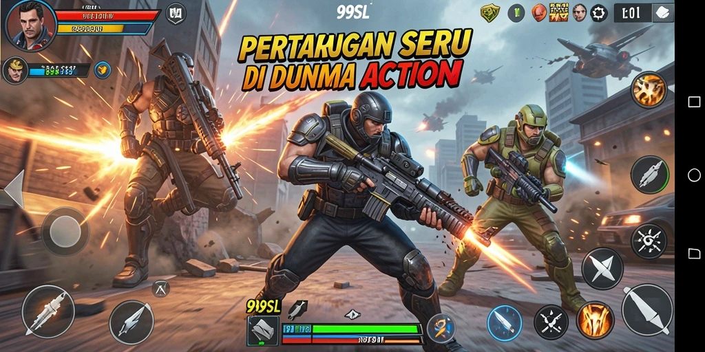 Tampilan seru aksi pertarungan dalam gameplay 99SL.