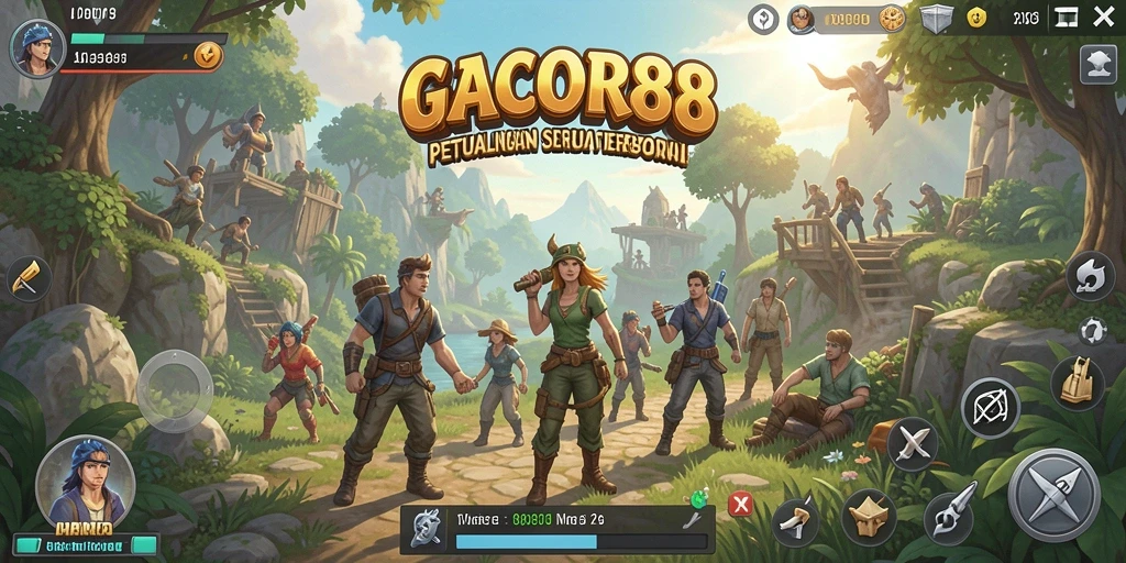 Screenshot gameplay GACOR88 menampilkan dunia terbuka yang luas dan penuh detail.