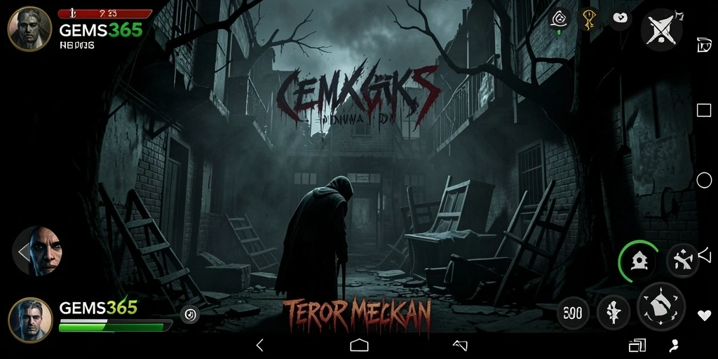Tampilan gameplay GEMS365 menampilkan suasana Horror yang mencekam.