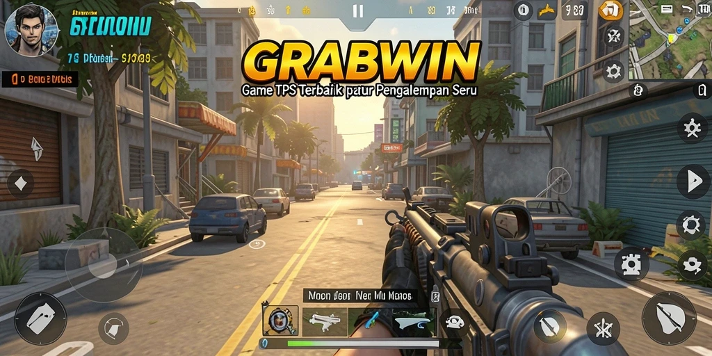Tampilan seru gameplay GRABWIN dalam aksi TPS.