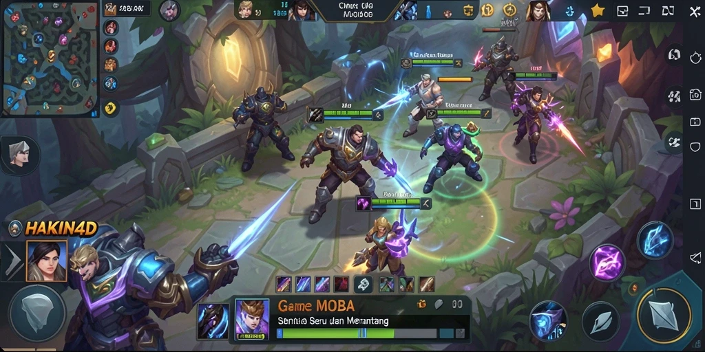 Screenshot HAKIN4D menampilkan aksi seru dalam pertarungan MOBA.