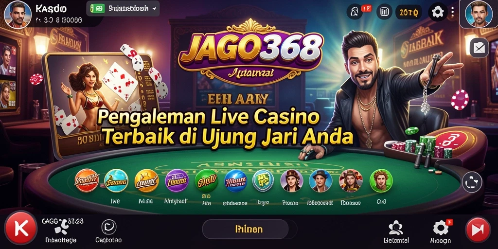Tampilan antarmuka JAGO368 menghadirkan sensasi Live Casino yang mendebarkan.