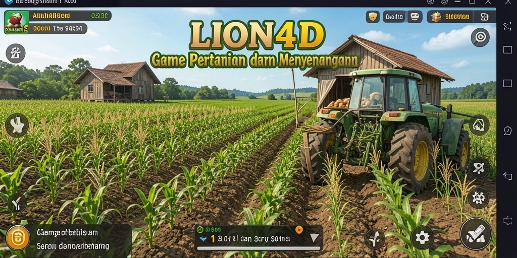 Tampilan gameplay LION4D dengan suasana pertanian yang asri.