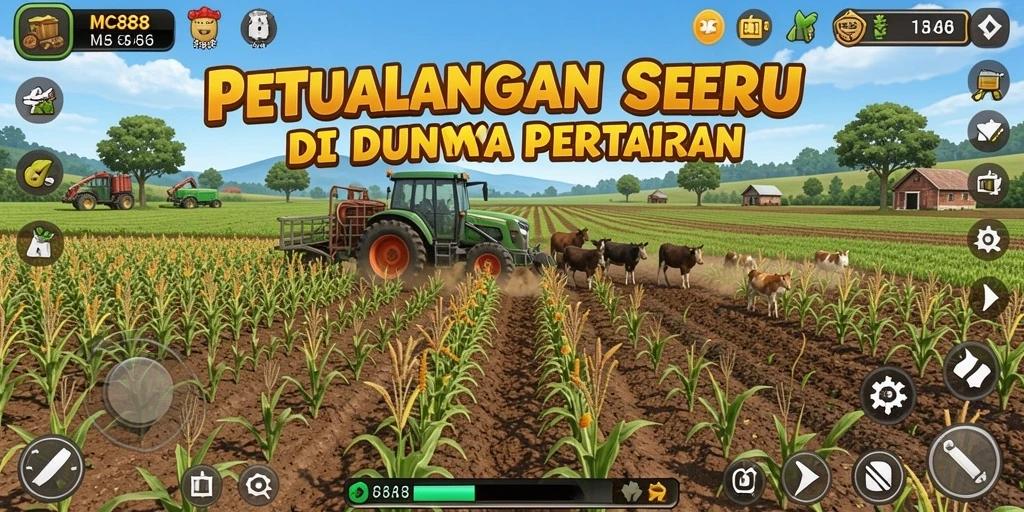 Screenshot MC888 menampilkan gameplay seru saat bertani.