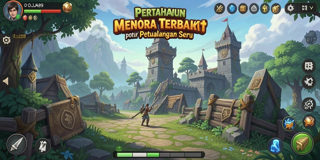 Screenshot gameplay OJA89 menunjukkan pertahanan menara yang strategis.