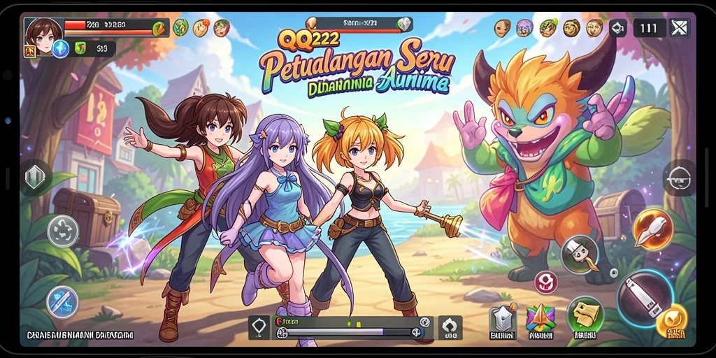 Tangkapan layar menampilkan karakter Anime dalam aksi epik di QQ222.