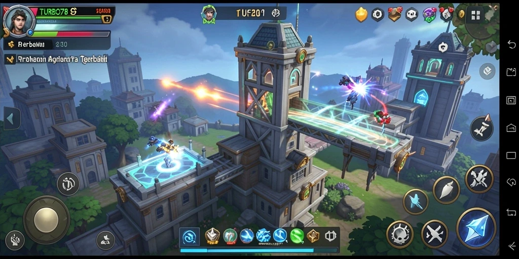 Tampilan gameplay menara pertahanan yang menegangkan di TURBO78.