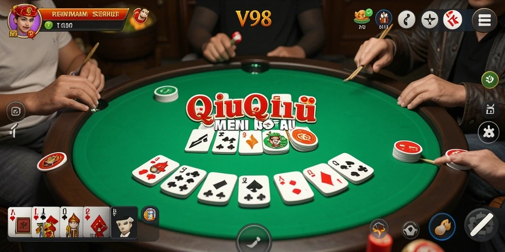 Tampilan menarik dari gameplay QiuQiu di V98.
