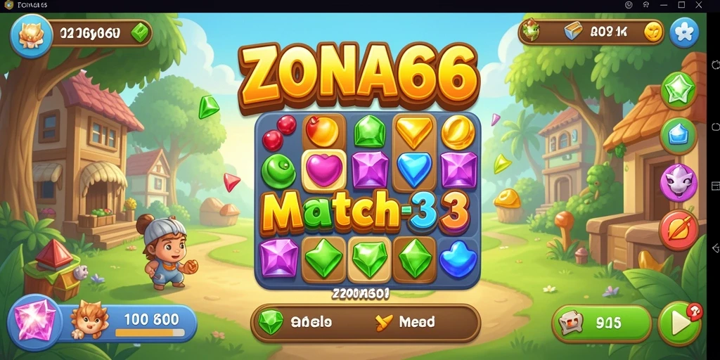 Tampilan menarik dari gameplay ZONA66 di genre Match-3.